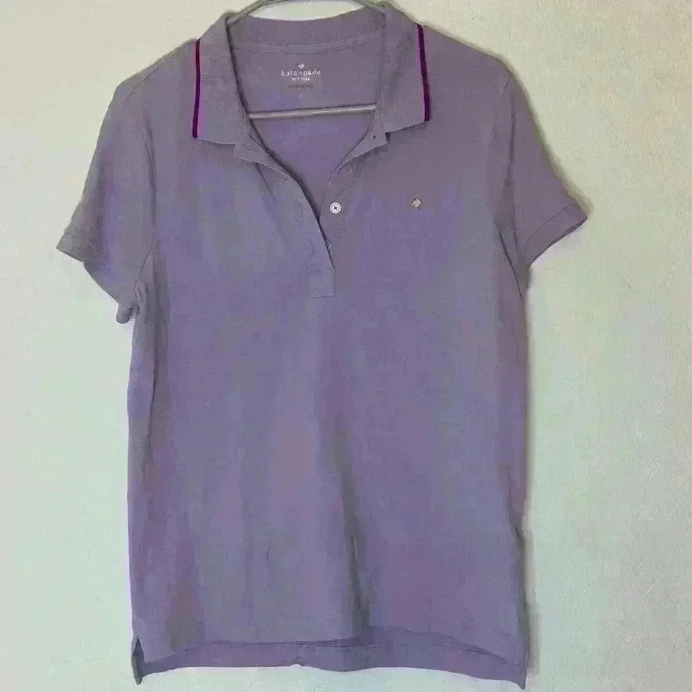 Kate Spade Purple Women’s Polo Gold ♠️ Logo Emblem on Left Chest